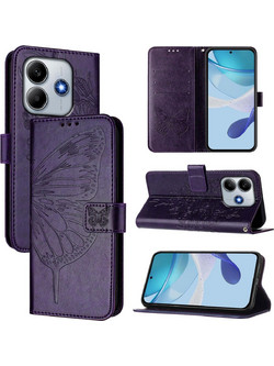 Tel1 Xiaomi Poco M7 Pro Embossed Butterfly Θήκη Βιβλίο - Dark Purple