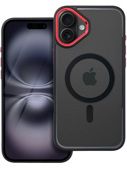 Forcell iPhone 16 Plus MagSafe Color Edge Θήκη Με Πλαίσιο Σιλικόνης Διάφανη - Black Red