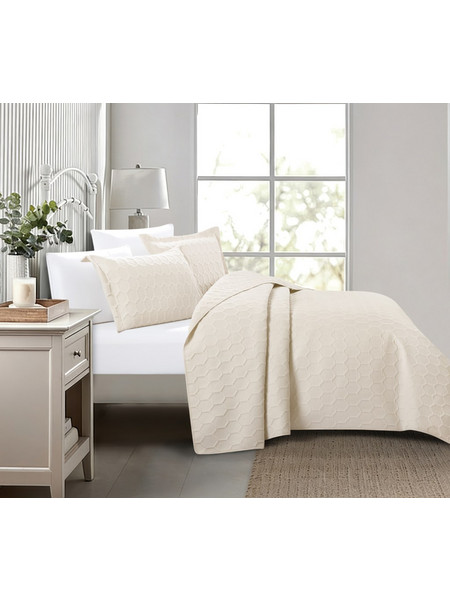 Liolios Home Glenda Κουβερλί Υπέρδιπλο Beige 220x240cm+(2)50x70cm Μπεζ