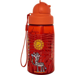 Laken Tritan Monkeys & Giraffe Παιδικό Μπουκάλι Πλαστικό BPA Free με Καλαμάκι Κόκκινο 450ml