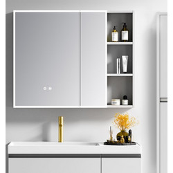 Martin Saron 100 Light Grey Plywood - Καθρέπτης Μπάνιου LED με Ντουλάπι 100x68x14 εκ
