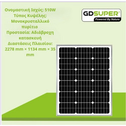 ΜΟΝΟΚΡΥΣΤΑΛΛΙΚΟ ΦΩΤΟΒΟΛΤΑΙΚΟ ΠΑΝΕΛ 510W GD-36V