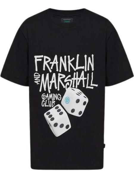 Franklin & Marshall T-shirt in organic cotton con stampa Gaming Club Alumni - ΜΑΎΡΟ