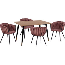ΣΕΤ ΤΡΑΠΕΖΑΡΙΑΣ 5ΤΜΧ ALIZA HM12122.01 MDF TOP ΣΕ ΦΥΣΙΚΟ-ΣΑΠΙΟ ΜΗΛΟ ΒΕΛΟΥΔΟ