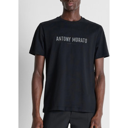 ANTONY MORATO MMKS02695FA100240 T-SHIRT REGULAR FIT IN JERSEY COTTON FABRIC WITH MATT PLASTIC AND FLOCK PRINT ΜΠΛΟΥΖΑ ΑΝΔΡΙΚΟ KS02695FA100240-9000 Bla
