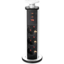 ΠΡΙΖΑ ΠΑΓΚΟΥ EMUCA ΠΤΥΣΣΟΜΕΝΗ 5021812 Φ-60ΜΜ 3 ΣΟΥΚΟ & 2 USB-Α & 1 USB-C ΛΕΥΚΗ