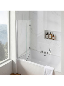 VEVOR Μπανιέρα Ντους Πόρτα 1200 x 1400 mm Ημι-πλαίσιο Διπλό Πόρτα Μπανιέρας, 6 mm Clear Tempered Glass, Easy-Clean Nano Coating, 180 Αναδιπλούμενη, Ρυθμιζόμενη λωρίδα στεγανοποίησης, για μπανιέρα μπάν