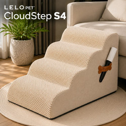 LeLo Pet CloudStep S4 - Premium Σκαλοπάτια Σκύλου & Γάτας με Αφρώδες Υλικό Υψηλής Πυκνότητας 40D & Πλενόμενο Κάλυμμα | 40x71x46cm | Μπεζ