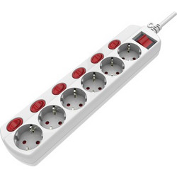 Πολύπριζο 6 θέσεων XX-G-6K6-21 με καλώδιο 1,5 m 3x1,5 mm και προστασία από υπερτάσεις - AMA-10-1-20