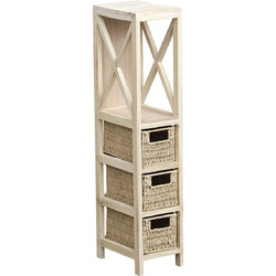 Έπιπλο MDF με 1 Ράφι και 3 Συρτάρια Μπεζ 17x24x82cm MRShome DS-1245000