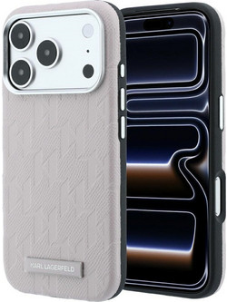 Karl Lagerfeld Back Cover Grained Mono Resin Logo MagSafe Pink (iPhone 18 Pro Max / 17 Pro Max)