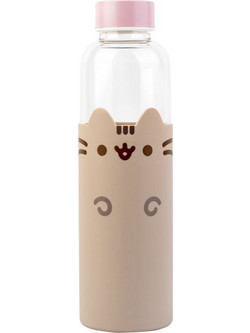 Pusheen Γυάλινο Παιδικό Παγούρι με Βιδωτό Καπάκι Non Spill Μπεζ 500ml BDC009