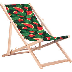 GreenBlue GB183 Classic Beech Deck Chair with Watermelon Print