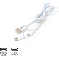 Σετ Καλωδίων Osio 2in1 Usb to Usb-C,micro Usb 1m - White