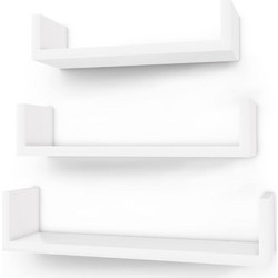 Σετ Επιτοίχια Ξύλινα Ράφια 40 x 9 x 10 cm 3 τμχ Songmics LWS40WT