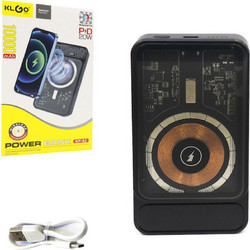 KLGO KP-92 Wireless Magsafe Power Bank 10000mAh με Θύρα USB-C Power Delivery Black