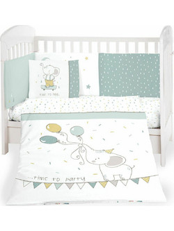KikkaBoo Elephant Time Σετ Κούνιας 70x140cm Blue 6τμχ