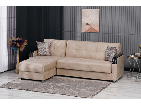 Γωνιακός καναπές-κρεβάτι, Larissa, Π 225 x Υ 89 x Β 150/87 εκ. All4home