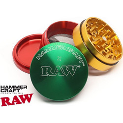 HAMMERCRAFT X RAW ALUMINIUM RASTA MEDIUM 56mm 4 PARTS GRINDER 716165304074