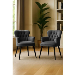 Stewe Home Σετ 2 Πολυθρόνες Υφασμάτινες Μαύρες 60x70x80cm 618926