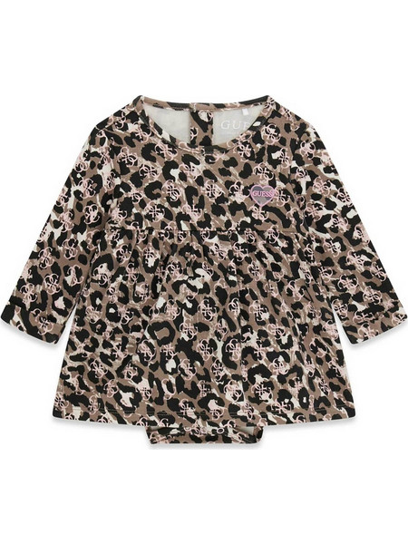 Guess βρεφικό φόρεμα με animal print - S6YG03K3927 Καφέ Ανοιχτό