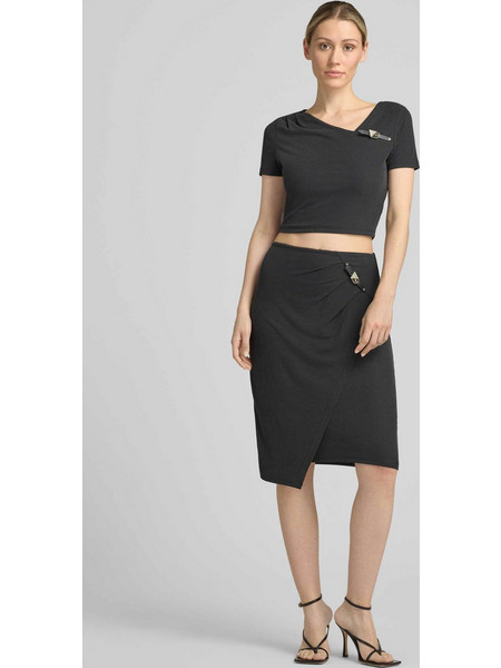 Guess Karole Midi Φούστα Κρουαζέ Slim Fit Μαύρο W6YD11K4362