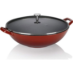 Wok Μαντεμένιο Με Καπάκι Calido 11947 36x17cm Red Kela 36cm Μαντέμι