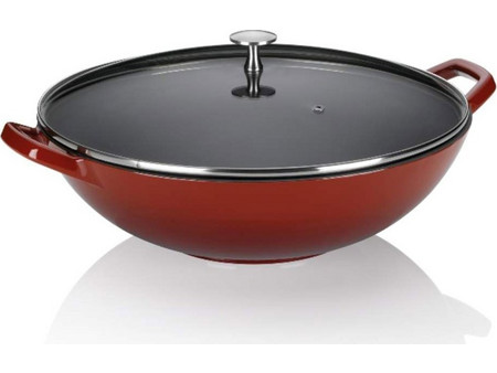 Wok Μαντεμένιο Με Καπάκι Calido 11947 36x17cm Red Kela 36cm Μαντέμι