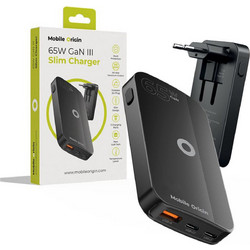 Mobile Origin GaN III Slim Φορτιστής χωρίς Καλώδιο με Θύρα USB-A & 2 Θύρες USB-C 65W Power Delivery Black