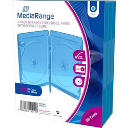 MediaRange BD θήκη (κενή) για 3 δίσκους 14 mm μπλε