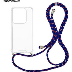 Sonique Armor Clear Back Cover Θήκη με Κορδόνι Rainbow Μπλε (Motorola Edge 50 Ultra)