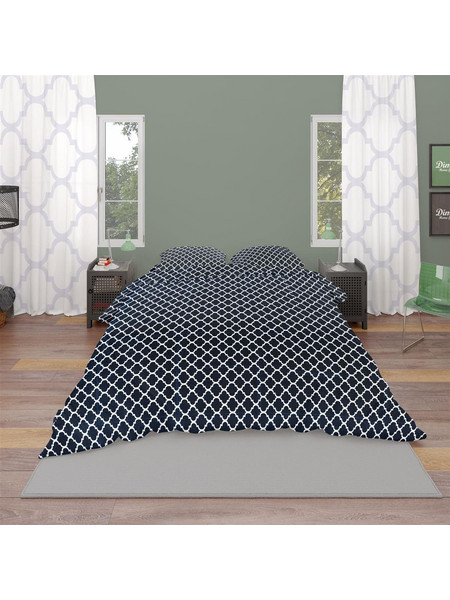 ΠΑΠΛΩΜΑ ΕΜΠΡΙΜΕ Windows 175 220X240 Dark blue-White Cotton 100% Dimcol