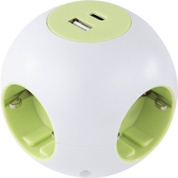 Πολύπριζο REV PowerGlobe 4-fach USB White-gr.1,4m015408112
