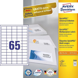 Αυτοκόλλητες Ετικέτες Avery 38 x 21,2mm, A4 (3666)