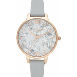 Olivia Burton Terrazzo Florals Γυναικείο Ρολόι με Γκρι Δερμάτινο Λουράκι OB16TZ01