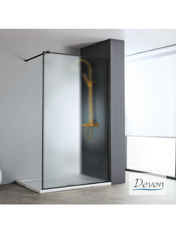 Διαχωριστικό κρύσταλλο ντουζιέρας IWIS Walk-in 110 ρυθμιζόμενo από 107 έως 109εκ. Devon Fluted Clean Glass Black Matt