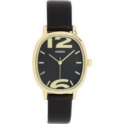 Oozoo Timepieces Γυναικείο Ρολόι με Μαύρο Δερμάτινο Λουράκι C11724