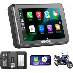 VEVOR 5 Inch (12,7 cm) Ασύρματο Σύστημα Carplay Μοτοσικλέτας με Apple Carplay & Android Auto, HD Οθόνη Αφής GPS Σύστημα Πλοήγησης με Διπλό Bluetooth, Siri/Google Φωνητικός Βοηθός, IP67, Συμβατό με Μοτ