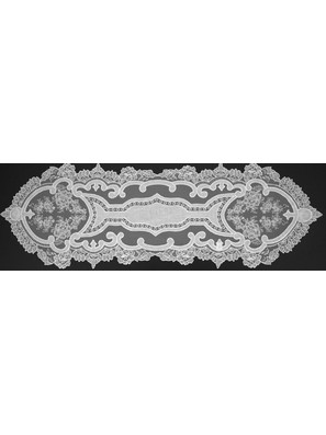 Τραβέρσα 40x120cm Λινό με Απλικέ και Τούλι Δαντέλα 2294 Ivory