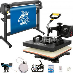 VEVOR 5 In1 Heat Press 38.1 x 38.1 cm Transfer Cap 134.6 cm Vinyl Cutter Plotter Cutting 3 Blades