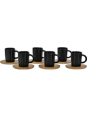 Cactus Κουπα Espresso Set 6Τμχ Πορσελανη Bamboo Μαυρο Φυσικο 32x28x7 - Liberta - Μαύρο,Ξύλο (Φυσικό)