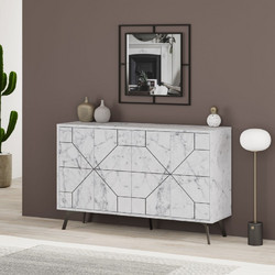 Console Dune - Carrara White Melamine Coated Particle Board 123x35x62.4 cm