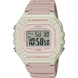 Casio Vintage Ψηφιακό Ανδρικό Ρολόι Χρονογράφος με Ροζ Καουτσούκ Λουράκι W-218HC-4A2VEF