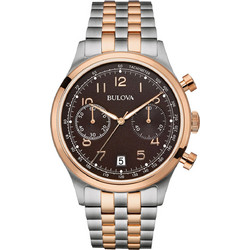 Bulova Vintage Ανδρικό Ρολόι Χρονογράφος με Ροζ Χρυσό Μεταλλικό Μπρασελέ 98B248