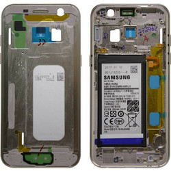 Μεσαίο Πλαίσιο Samsung SM-A320F Galaxy A3 (2017) με Μπαταρία και Πλήκτρα On/Off, Έντασης Χρυσαφί Original GH82-13667B Samsung