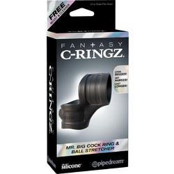 Pipedream Fantasy C-Ringz Mr. Big Cock Ring & Ball Stretcher Ελαστικό Δαχτυλίδι Πέους & Όρχεων Σιλικόνης Μαύρο