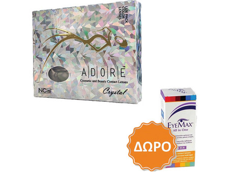 Adore Crystal Colors SPARKLING Τριμηνιαίοι Φακοί Επαφής Έγχρωμοι 2τμχ + 1 Υγρό Eyemax 100ml
