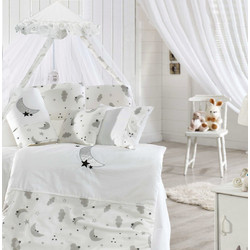 Abo Moon Σετ Κούνιας White/Grey 9τμχ