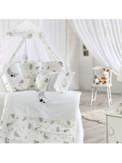 Abo Moon Σετ Κούνιας White/Grey 9τμχ