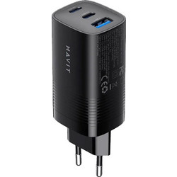 Havit UC20 Φορτιστής Χωρίς Καλώδιο με Θύρα USB-A & 2 Θύρες USB-C 65W Power Delivery & Quick Charge 3.0 Black
